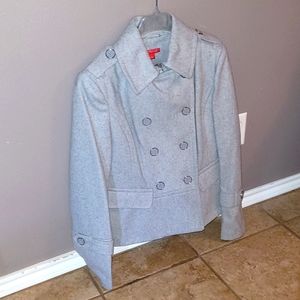 New York & Company Womens Large Gray Wool Blend Pea Coat